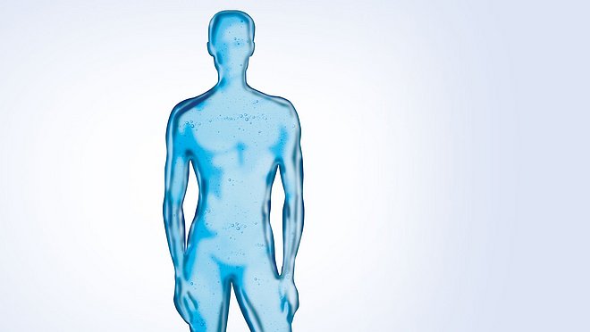 Силуэт человека прозрачно-голубого цвета